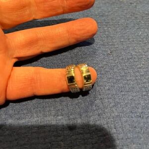 Brighton Silver and Dark Blue Hoop Earrings